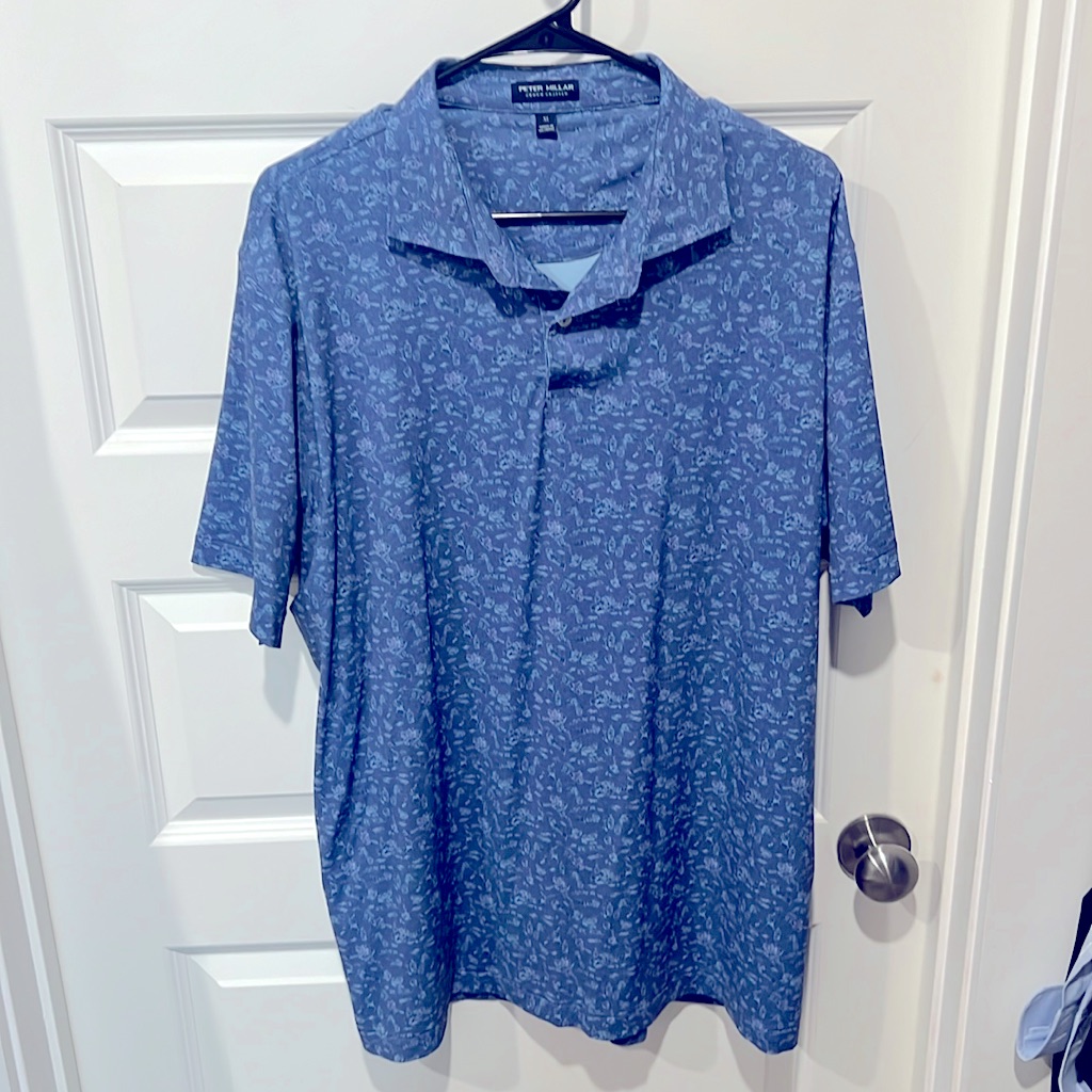 Peter Millar Polo - Xl - Blue - Poker Theme Print